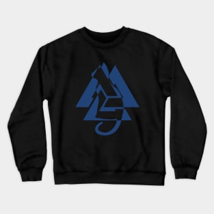 Blue Valknut Cat Silhouette | Norse symbos | Knot Crewneck Sweatshirt